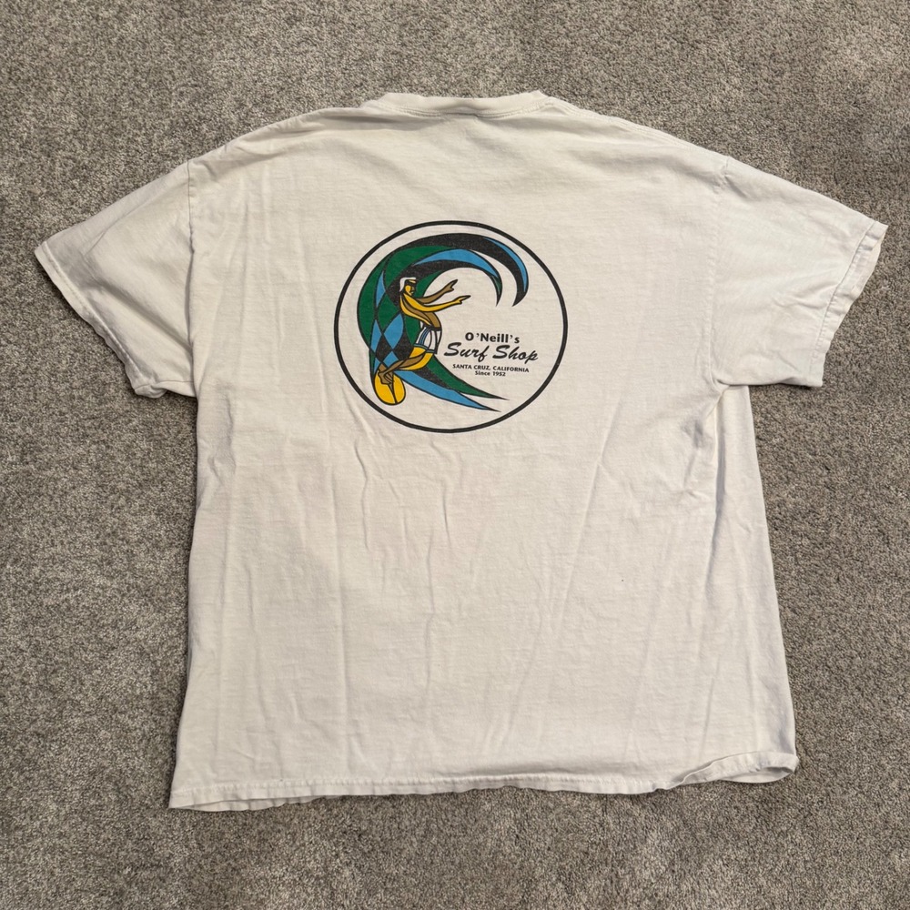 ONeill Surf Shop Santa Cruz Graphic T-Shirt Mens XL White Cotton Short Sleeve